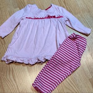 IZOD Baby Girls 12M Pink Top & Striped Leggings Set Outfit‎ Cute